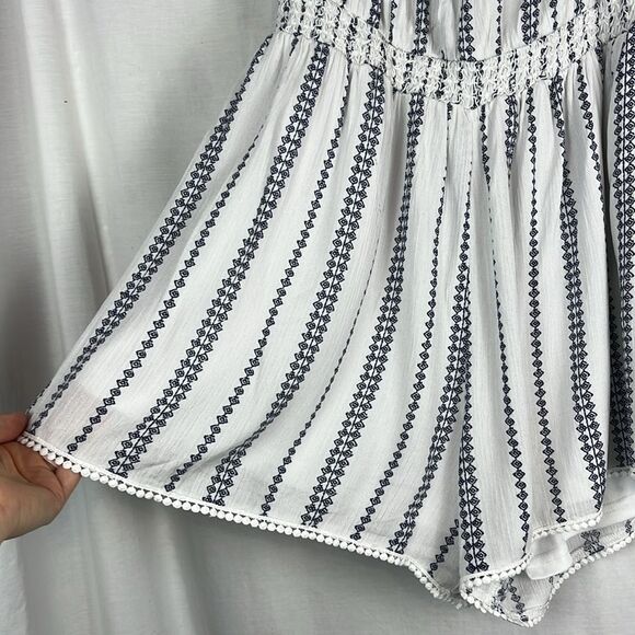 NWT Lulus Blue and White Off the Shoulder Romper - Picture 2 of 7